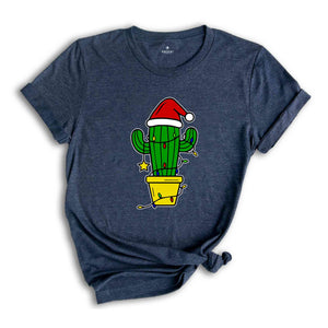 Funny Christmas Cactus Lights T-Shirt, Cactus Santa Hat Shirt, Cactus Christmas Tree Tee, Christmas Reunion Shirt