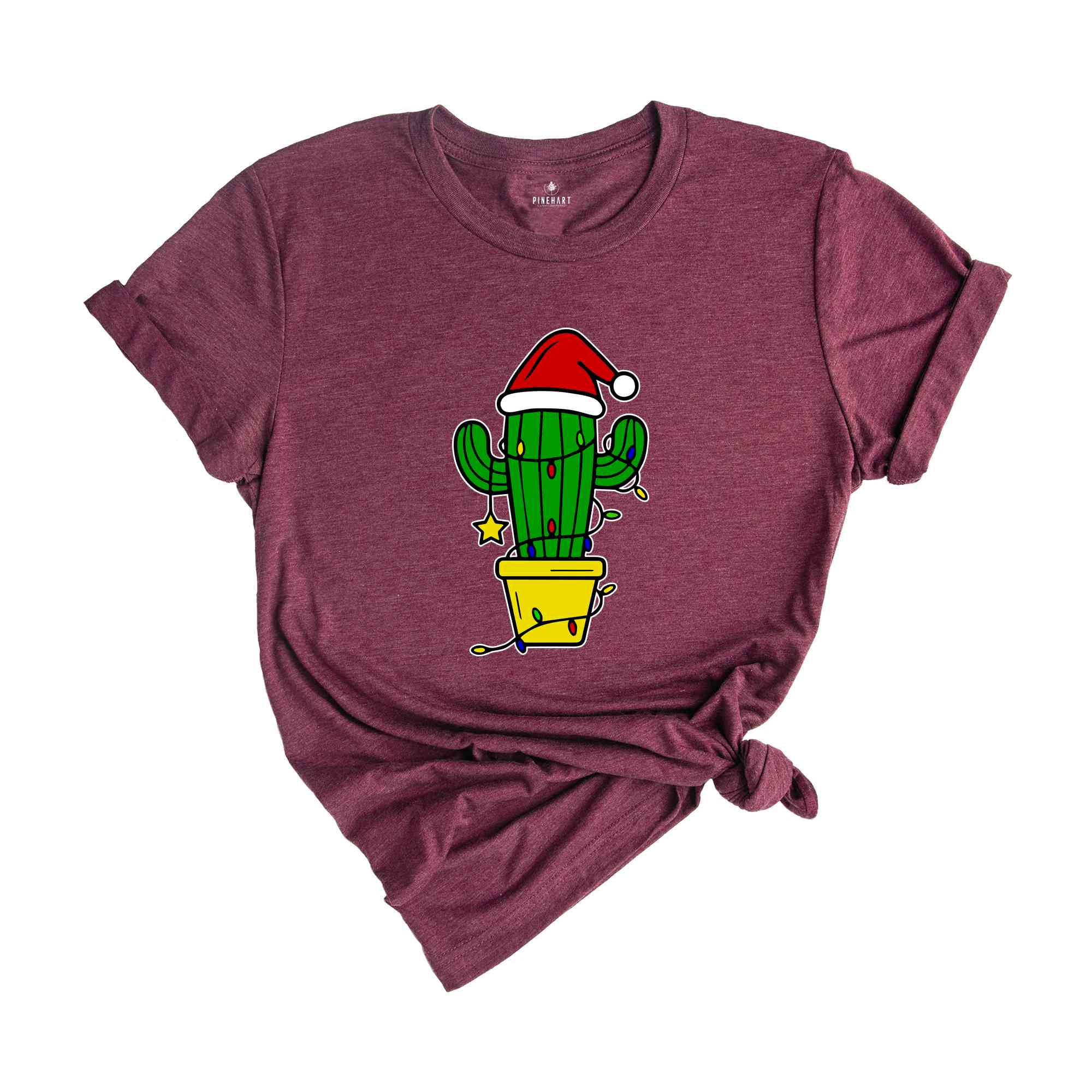 Funny Christmas Cactus Lights T-Shirt, Cactus Santa Hat Shirt, Cactus Christmas Tree Tee, Christmas Reunion Shirt