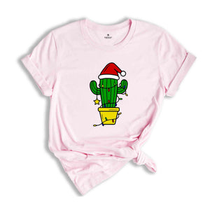 Funny Christmas Cactus Lights T-Shirt, Cactus Santa Hat Shirt, Cactus Christmas Tree Tee, Christmas Reunion Shirt