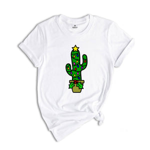 Funny Christmas Cactus Lights T-Shirt, Cactus Santa Hat Shirt, Cactus Christmas Tree Tee, Christmas Reunion Shirt