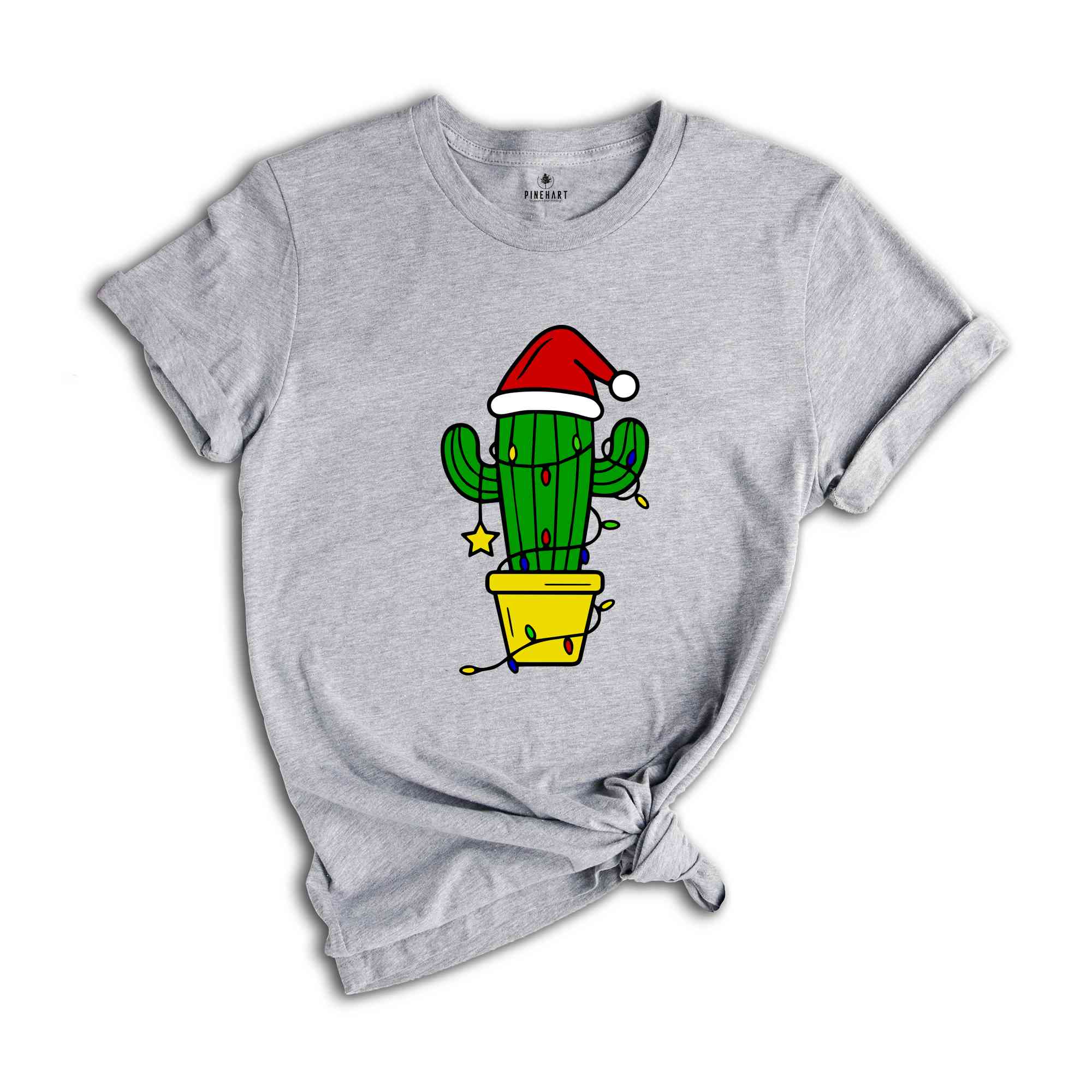 Funny Christmas Cactus Lights T-Shirt, Cactus Santa Hat Shirt, Cactus Christmas Tree Tee, Christmas Reunion Shirt