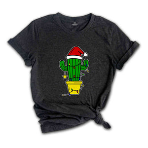Funny Christmas Cactus Lights T-Shirt, Cactus Santa Hat Shirt, Cactus Christmas Tree Tee, Christmas Reunion Shirt