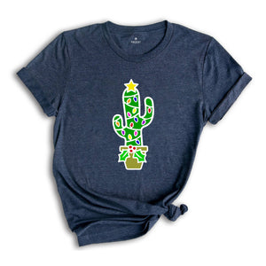 Funny Christmas Cactus Lights T-Shirt, Cactus Santa Hat Shirt, Cactus Christmas Tree Tee, Christmas Reunion Shirt