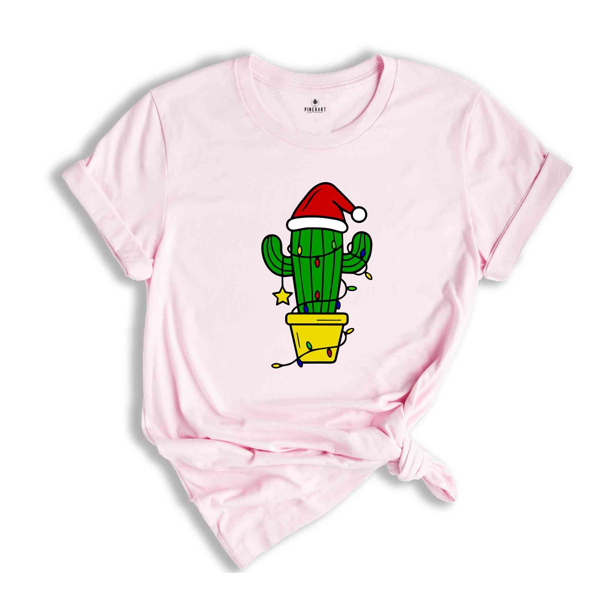 Funny Christmas Cactus Lights T-Shirt, Cactus Santa Hat Shirt, Cactus Christmas Tree Tee, Christmas Reunion Shirt