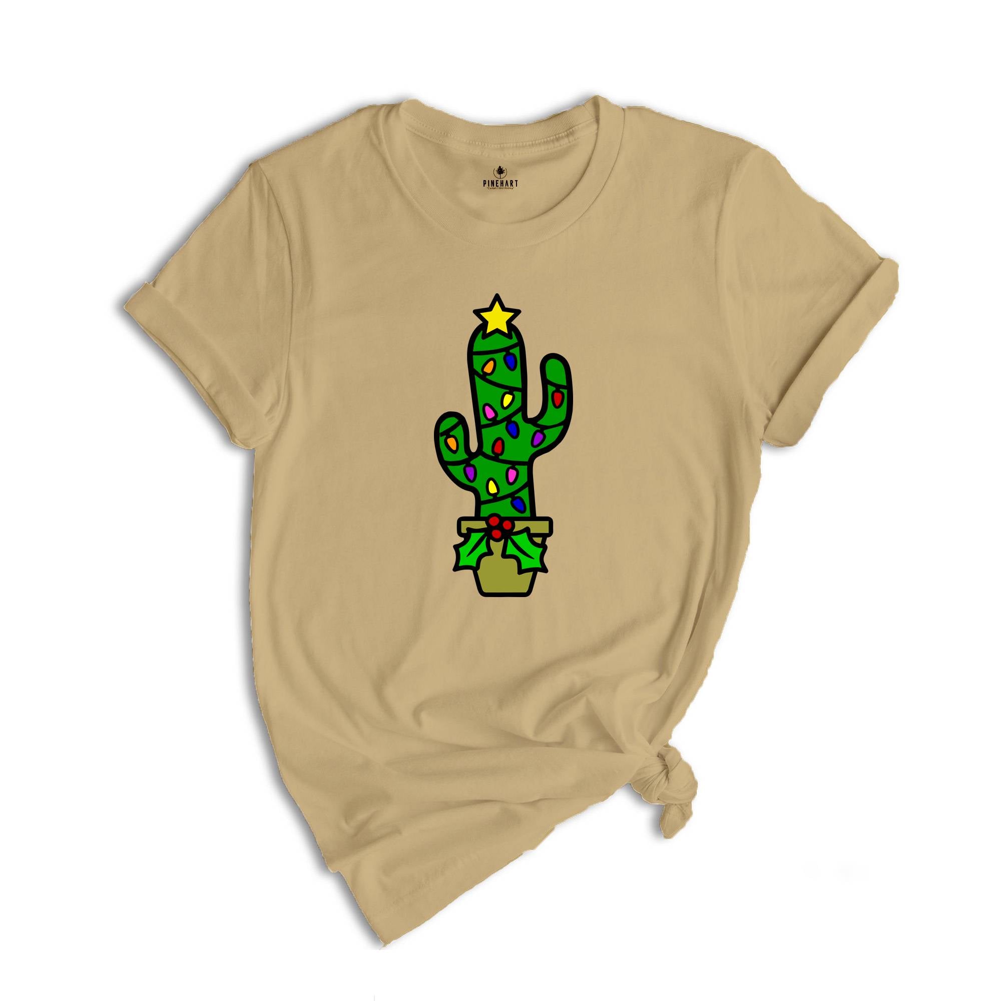 Funny Christmas Cactus Lights T-Shirt, Cactus Santa Hat Shirt, Cactus Christmas Tree Tee, Christmas Reunion Shirt