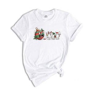 Funny Christmas Ghost Shirt, Cute Holiday Pack Man Tee, Festive Ornament Monster T-shirt, Xmas Gamer Sweatshirt, Gift Shirt For Xmas Lover