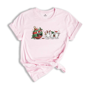 Funny Christmas Ghost Shirt, Cute Holiday Pack Man Tee, Festive Ornament Monster T-shirt, Xmas Gamer Sweatshirt, Gift Shirt For Xmas Lover