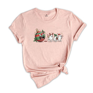 Funny Christmas Ghost Shirt, Cute Holiday Pack Man Tee, Festive Ornament Monster T-shirt, Xmas Gamer Sweatshirt, Gift Shirt For Xmas Lover