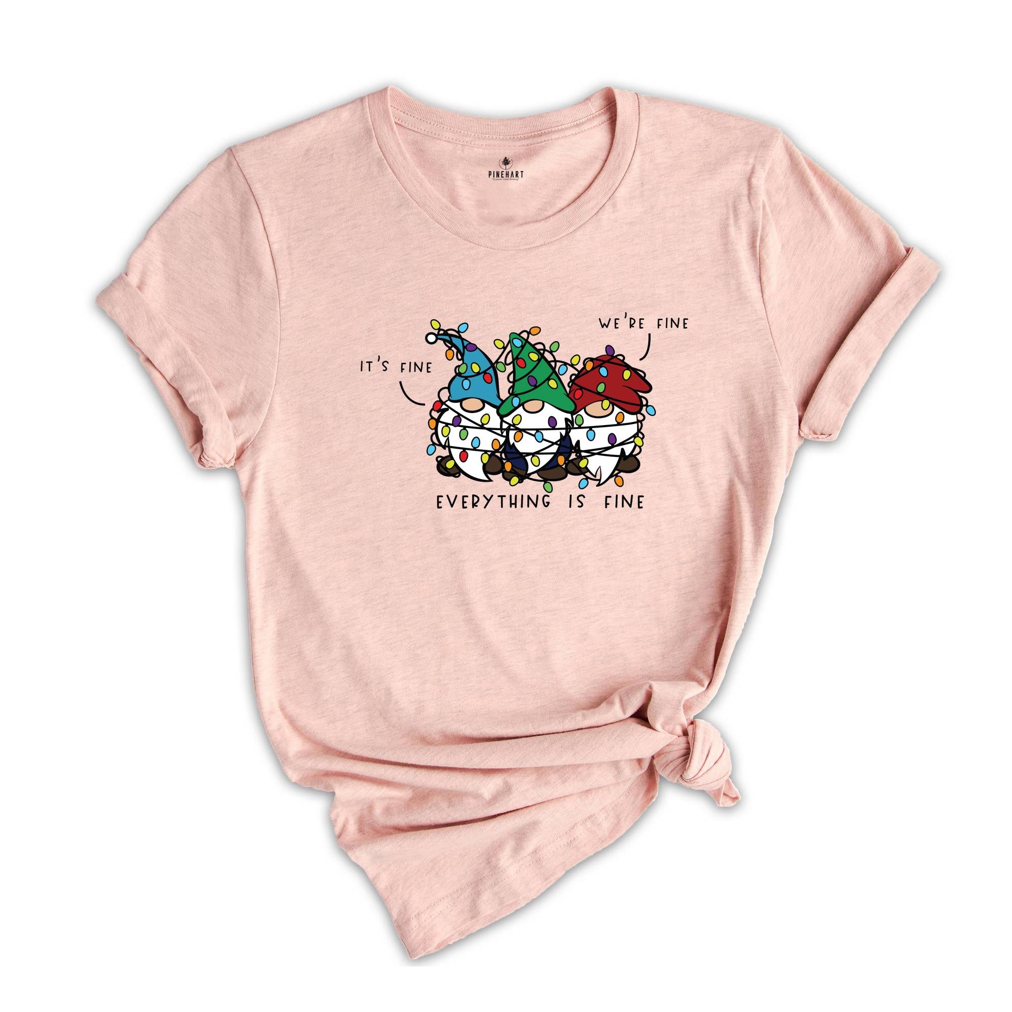 Funny Christmas Gnomes Shirt, It’s Fine We’re Fine Everything Is Fine Shirt, Christmas Gnomes, Family Christmas Gifts