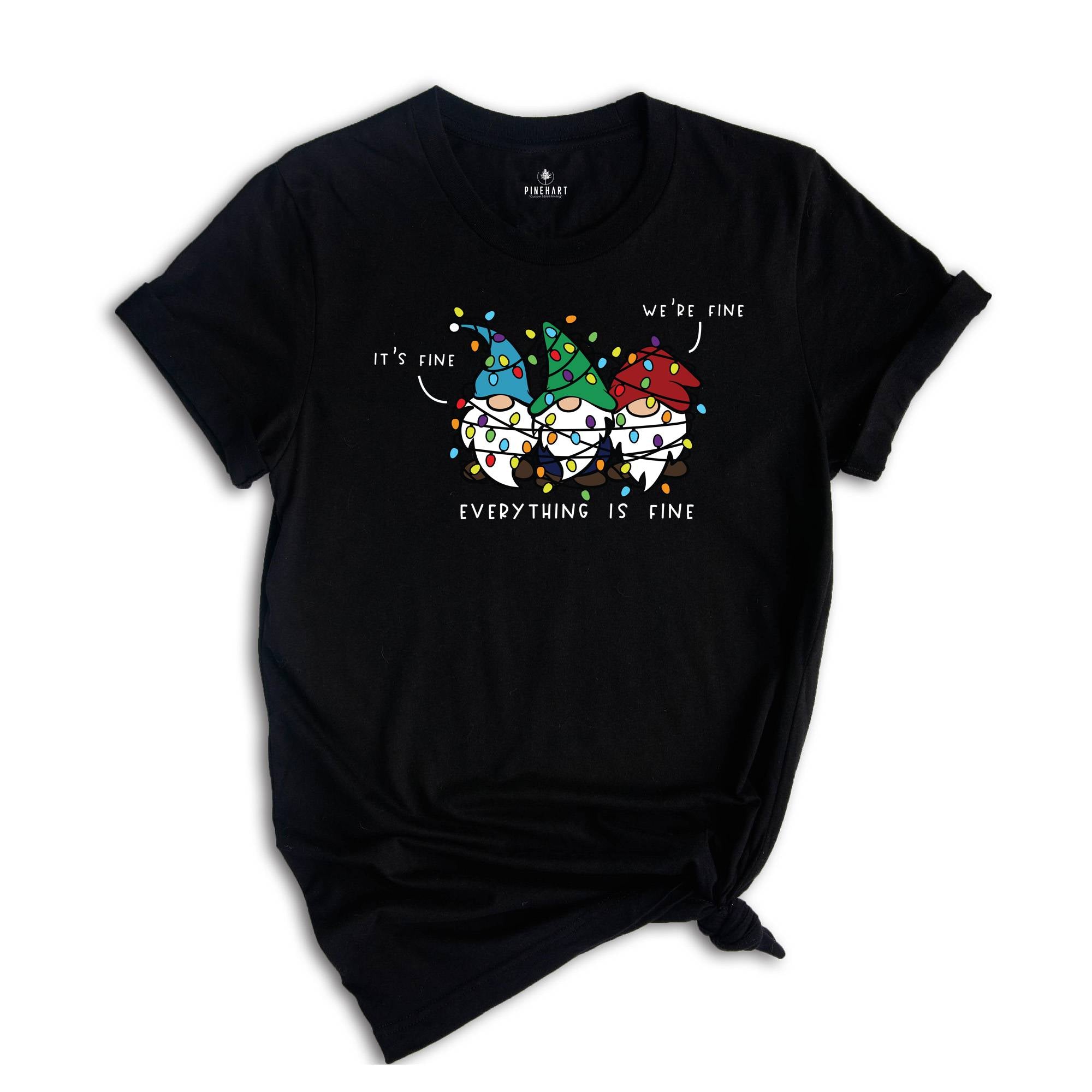 Funny Christmas Gnomes Shirt, It’s Fine We’re Fine Everything Is Fine Shirt, Christmas Gnomes, Family Christmas Gifts