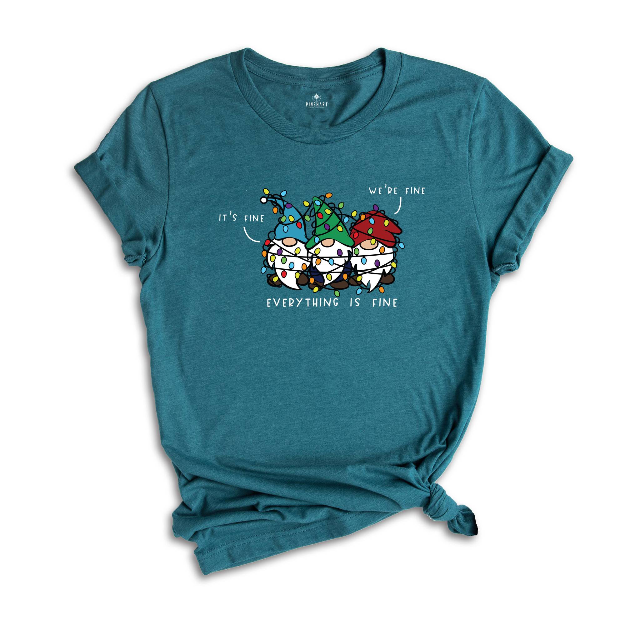 Funny Christmas Gnomes Shirt, It’s Fine We’re Fine Everything Is Fine Shirt, Christmas Gnomes, Family Christmas Gifts