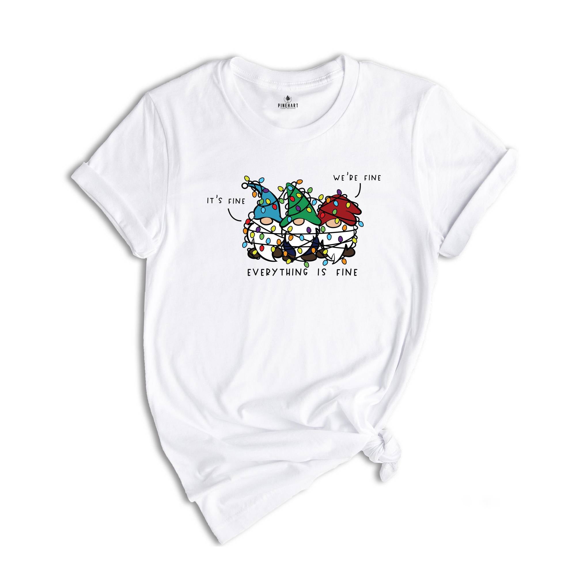 Funny Christmas Gnomes Shirt, It’s Fine We’re Fine Everything Is Fine Shirt, Christmas Gnomes, Family Christmas Gifts