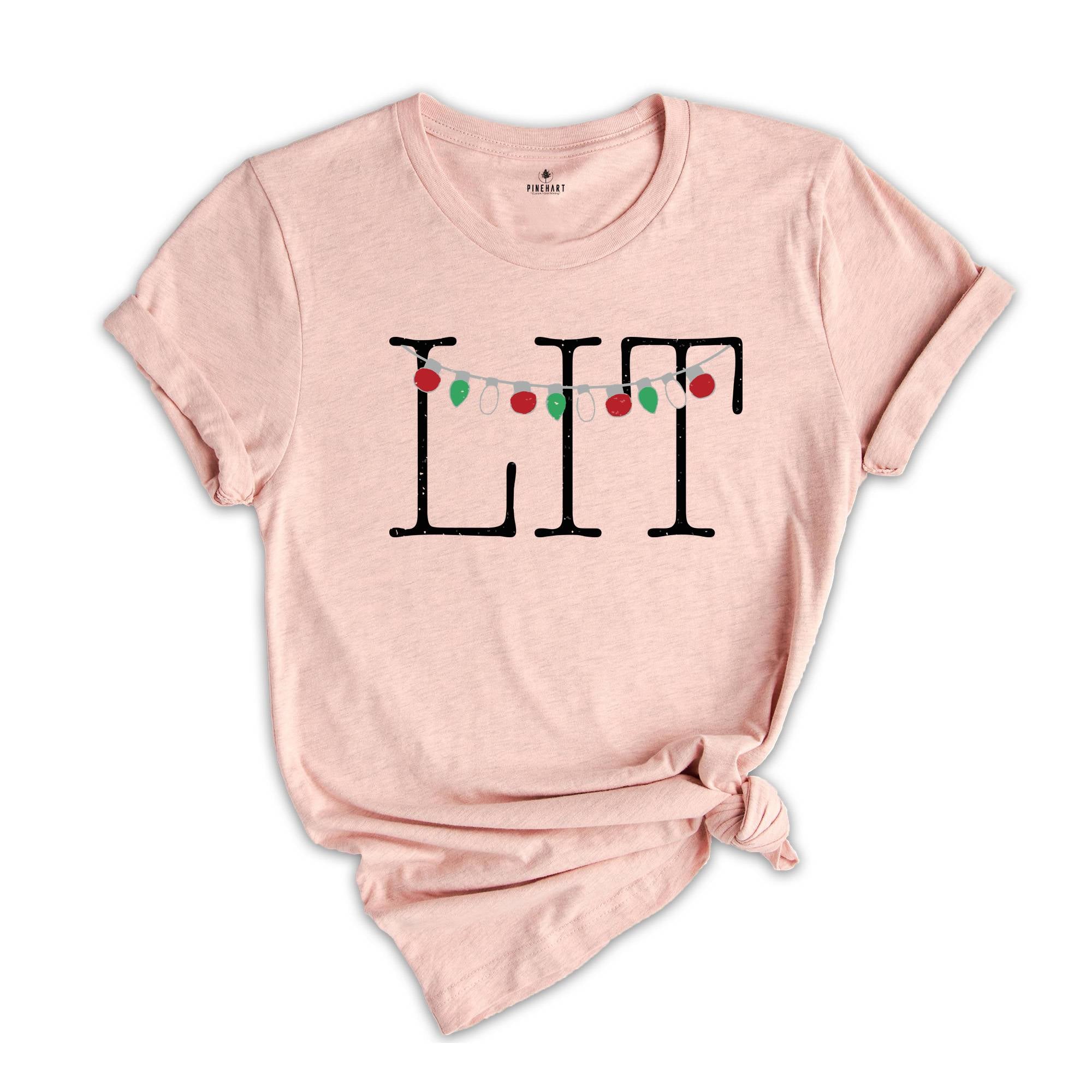 Funny Christmas Shirt, Christmas Shirt, Funny Holiday Shirt, Lit Shirt, Let's Get Lit Shirt, Christmas Tee, Christmas Gift, Christmas Light