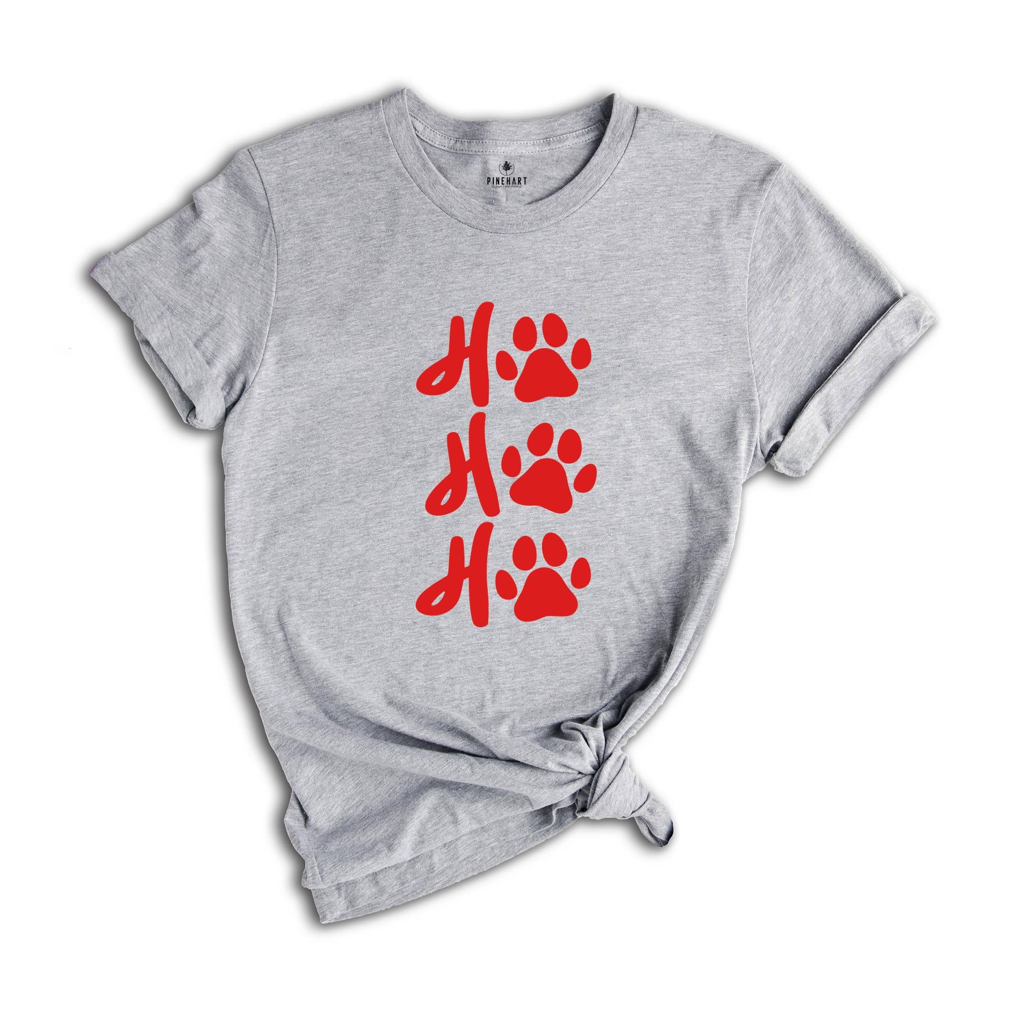 Funny Ho Ho Ho T-Shirt, Dog Paw Tee, Christmas Dog Shirt, Christmas Gift For Dog Owner T-Shirt, Dog Lover Christmas Tee