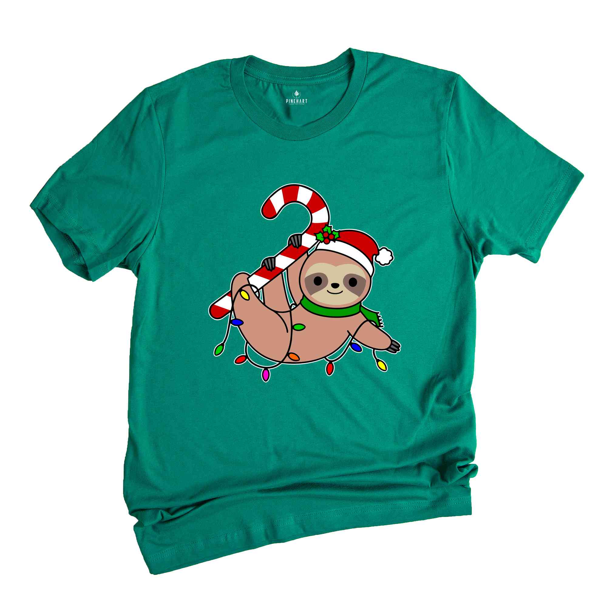 Funny Sloth Santa Hat Candy Cane T-Shirt, Merry Slothmas Shirt, Cute Sloth Tee, Sloth Lover Tee, Christmas Pajamas