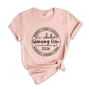 Glamping Crew 2026 T-Shirt, Girls Camping Trip Shirt, Glamping Shirt, Camper T-Shirt, Outdoor Shirt, Camping Outfit, Girls Weekend Shirt