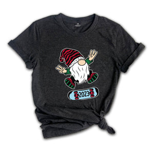 Gnome Skateboard Shirt, Christmas Gnome Shirt, Gnome T-Shirt, Funny Christmas Shirt, Cute Christmas Shirt, Holiday Apparel
