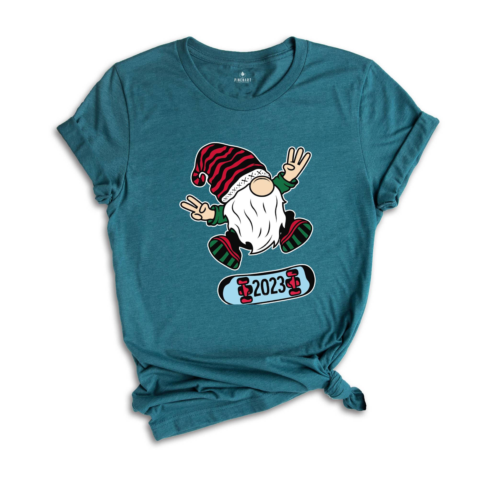 Gnome Skateboard Shirt, Christmas Gnome Shirt, Gnome T-Shirt, Funny Christmas Shirt, Cute Christmas Shirt, Holiday Apparel