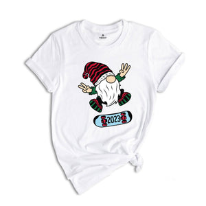 Gnome Skateboard Shirt, Christmas Gnome Shirt, Gnome T-Shirt, Funny Christmas Shirt, Cute Christmas Shirt, Holiday Apparel
