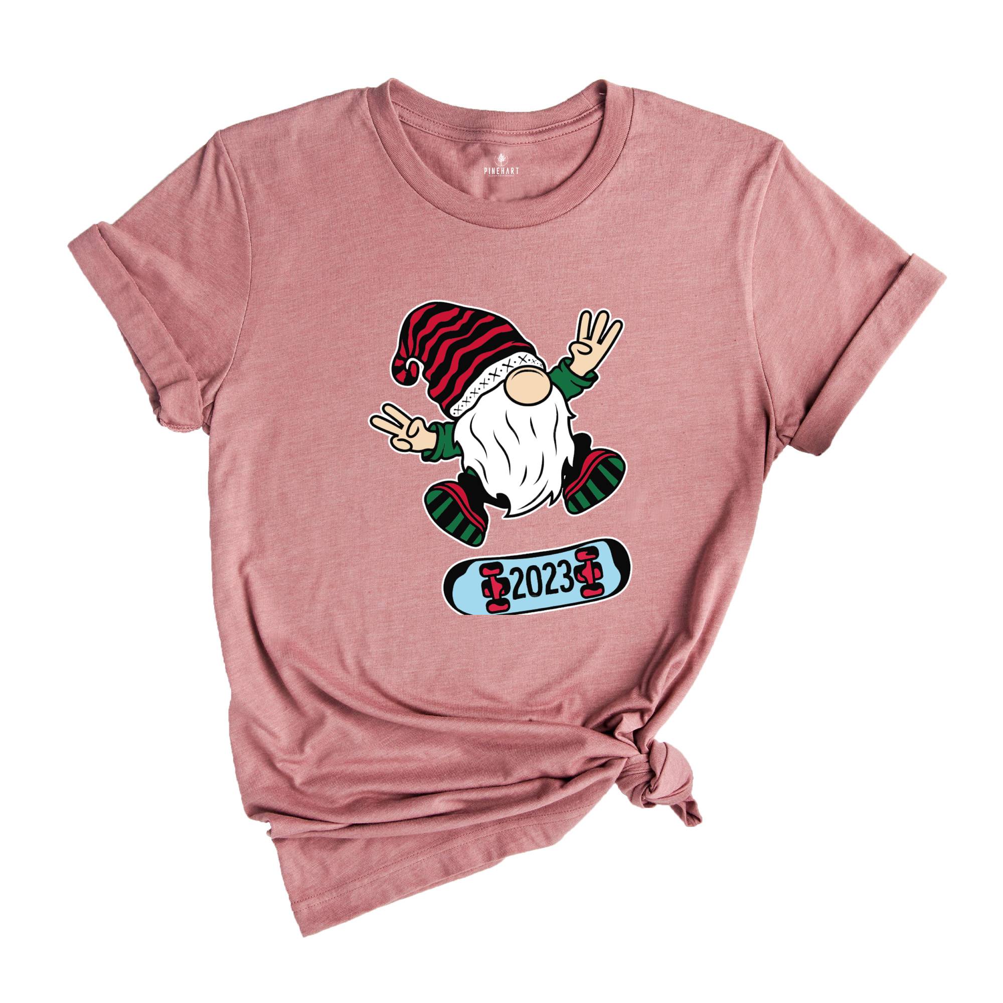 Gnome Skateboard Shirt, Christmas Gnome Shirt, Gnome T-Shirt, Funny Christmas Shirt, Cute Christmas Shirt, Holiday Apparel