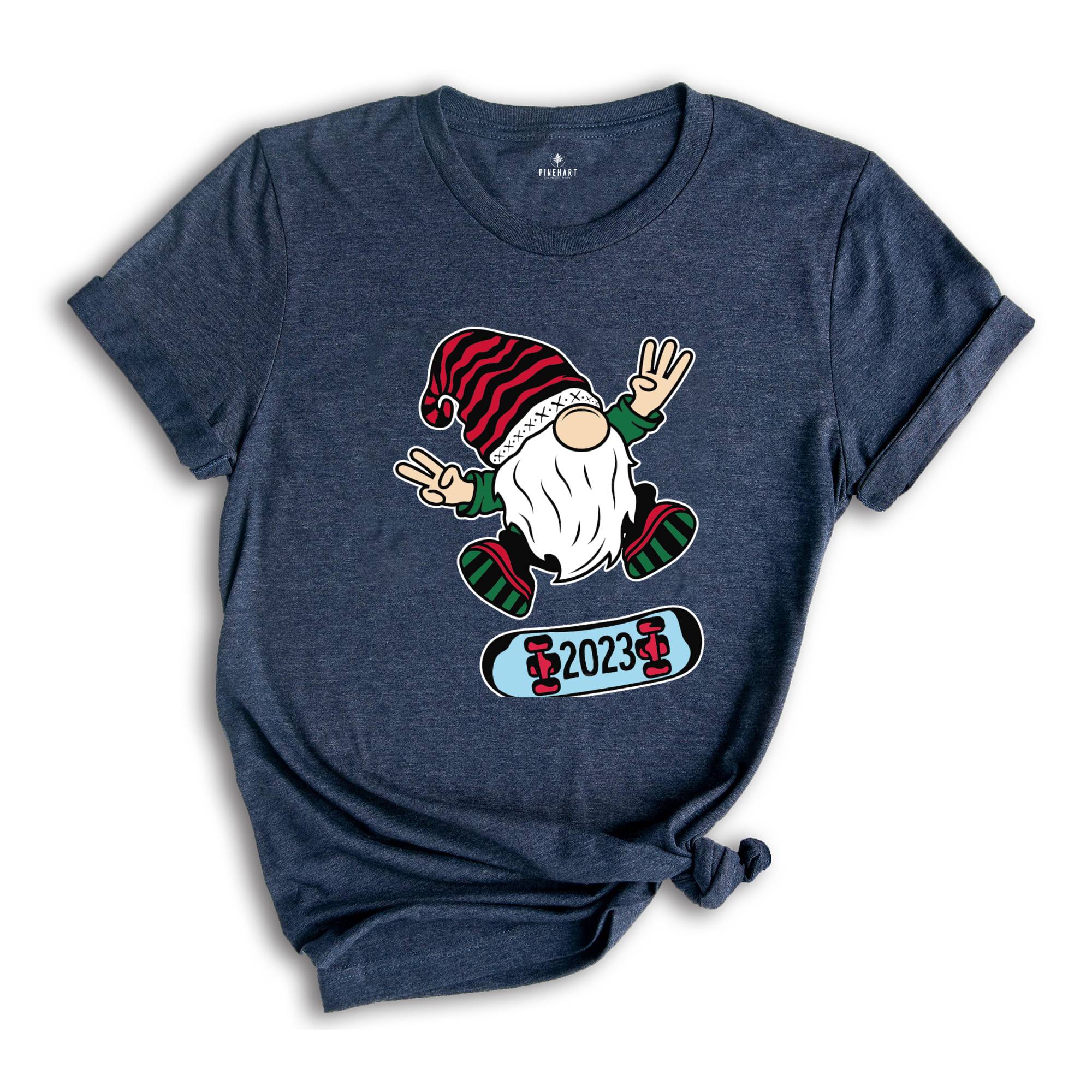 Gnome Skateboard Shirt, Christmas Gnome Shirt, Gnome T-Shirt, Funny Christmas Shirt, Cute Christmas Shirt, Holiday Apparel