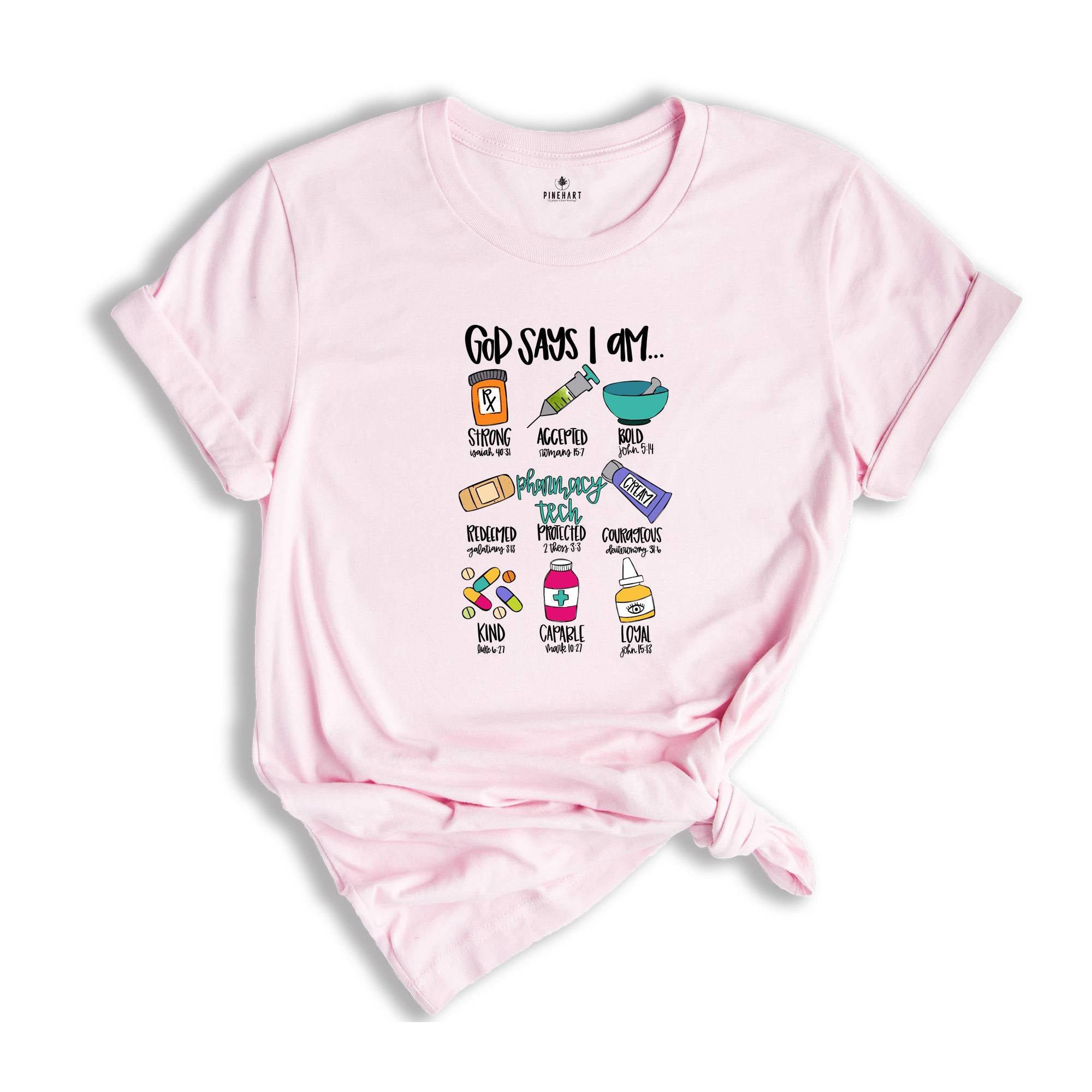 God says I am Pharmacy Tech Shirt, Funny Christian Gift, Bible Verse Shirt, Faith Sweatshirt, Christian Clothing, Jesus Lover Tee
