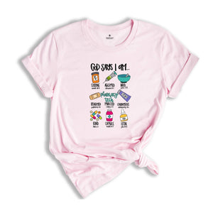 God says I am Pharmacy Tech Shirt, Funny Christian Gift, Bible Verse Shirt, Faith Sweatshirt, Christian Clothing, Jesus Lover Tee