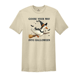 Goose Your Way Into Halloween Shirt, Halloween Goose T-Shirt, Halloween Duck Shirt, Flying Duck Pumpkin Tee, Trick or Treat Shirt