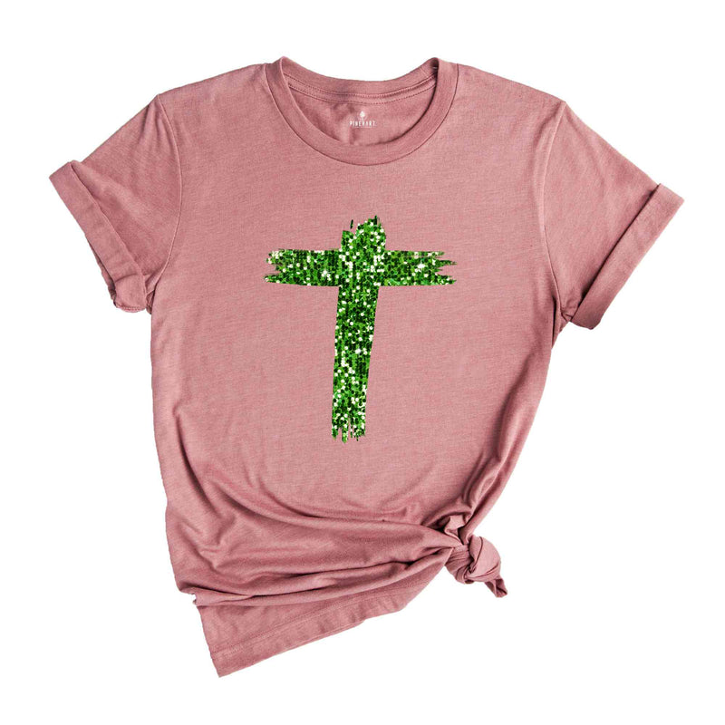 Green Cross Shirt, Christian Cross Shirt, Saint Partricks Day Cross Shirt, Christian Shirt, Christian Cross Tee