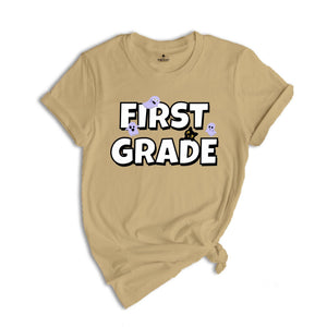 Halloween First Grade Teacher Shirt, 1st Grade Teacher Halloween Shirt, Spooky First Grade Crew One Spooky Teacher Elementary Halloween Tee