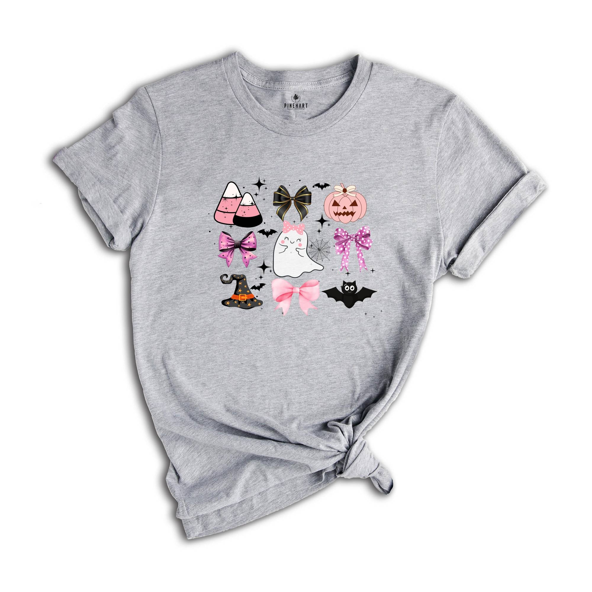 Halloween Shirt, Halloween Spooky Shirt, Fall Shirt, Pink Girly Bows Halloween Tee, Cute Ghost Shirt, Halloween Gift