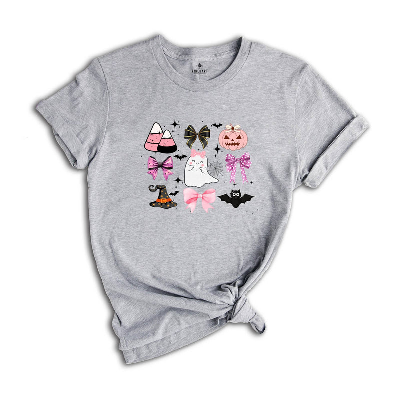 Halloween Shirt, Halloween Spooky Shirt, Fall Shirt, Pink Girly Bows Halloween Tee, Cute Ghost Shirt, Halloween Gift