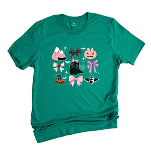 Halloween Shirt, Halloween Spooky Shirt, Fall Shirt, Pink Girly Bows Halloween Tee, Cute Ghost Shirt, Halloween Gift
