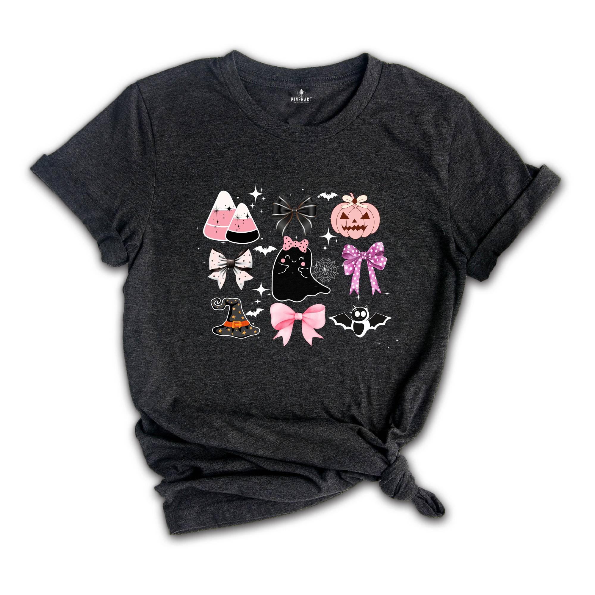 Halloween Shirt, Halloween Spooky Shirt, Fall Shirt, Pink Girly Bows Halloween Tee, Cute Ghost Shirt, Halloween Gift
