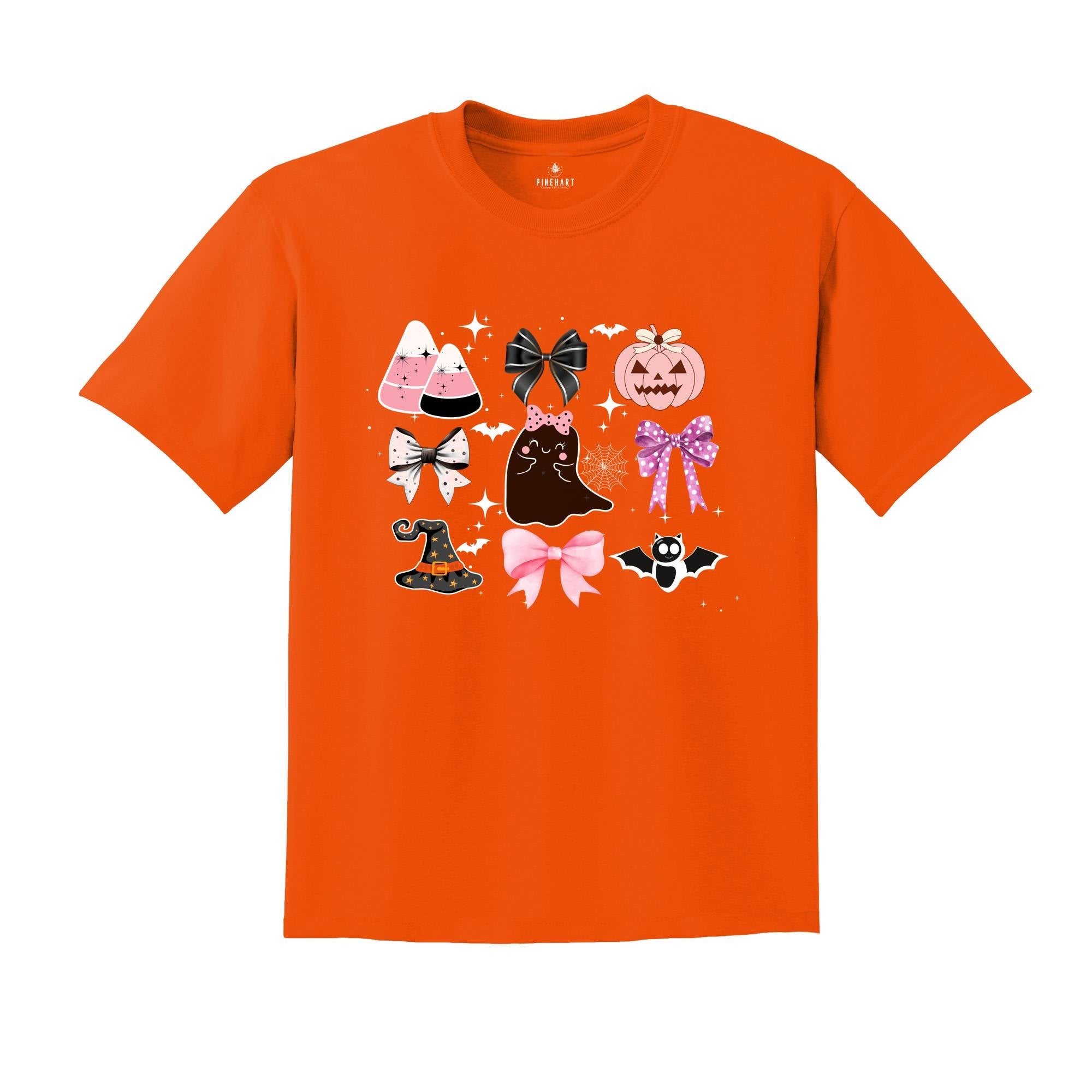 Halloween Shirt, Halloween Spooky Shirt, Fall Shirt, Pink Girly Bows Halloween Tee, Cute Ghost Shirt, Halloween Gift