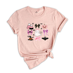 Halloween Shirt, Halloween Spooky Shirt, Fall Shirt, Pink Girly Bows Halloween Tee, Cute Ghost Shirt, Halloween Gift