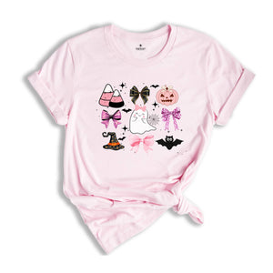 Halloween Shirt, Halloween Spooky Shirt, Fall Shirt, Pink Girly Bows Halloween Tee, Cute Ghost Shirt, Halloween Gift