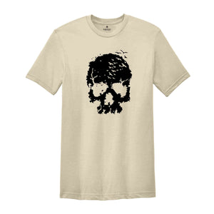 Halloween Skull Shirt, Skull Shirt, Skull with Birds Shirt, Halloween Party Shirt, Cute Halloween Shirt, Cute Skull Shirt