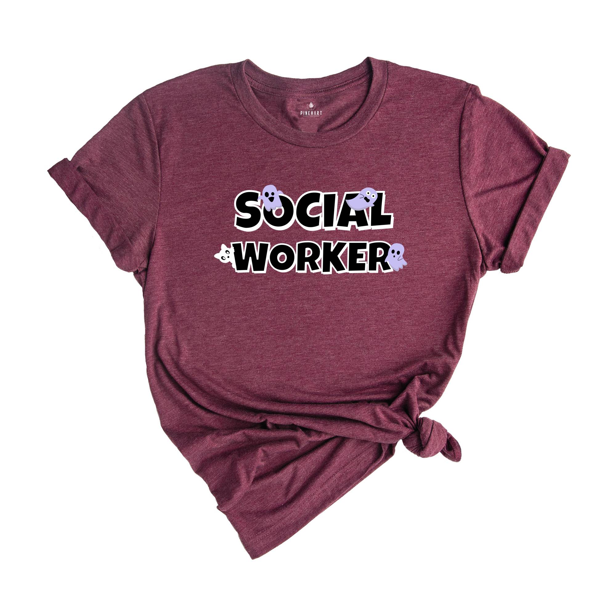 Halloween Social Worker Shirt, School Social Worker Gift, School Social Worker T-shirt, Spooky Social Worker Shirt, Ghost Tee