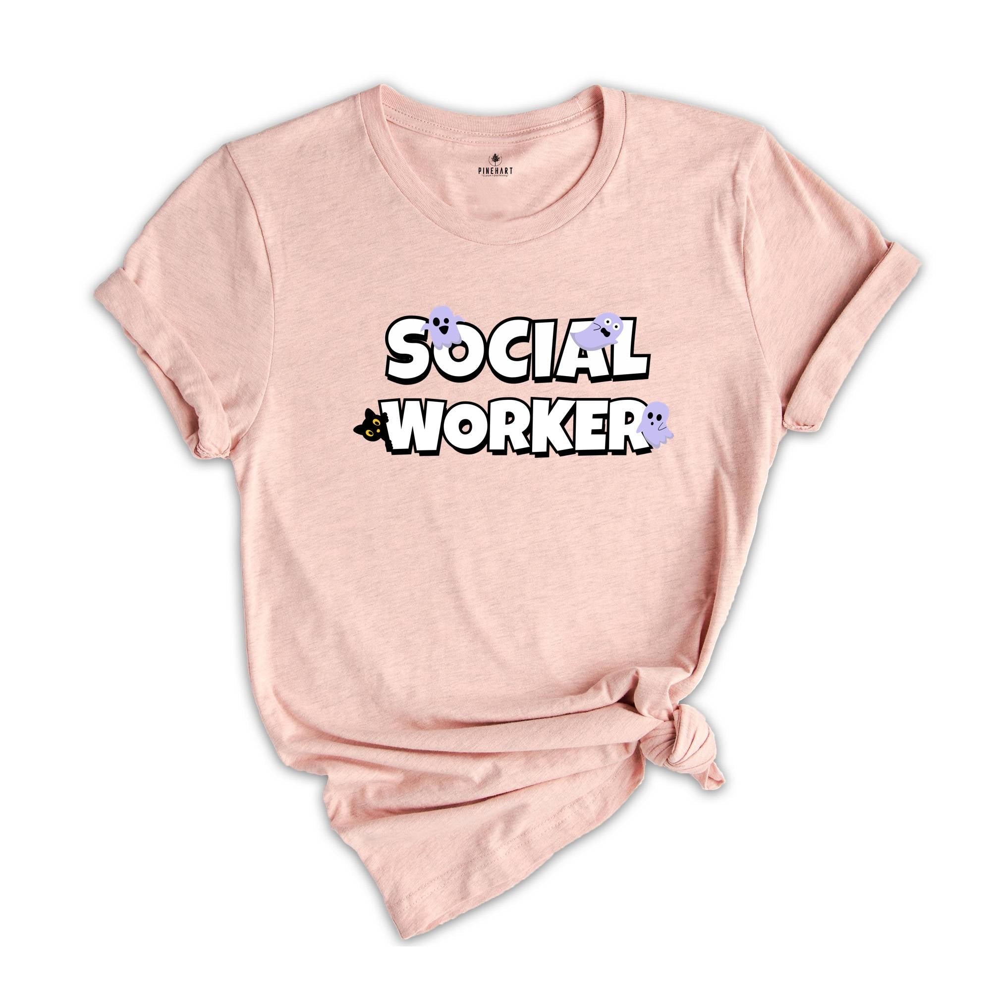 Halloween Social Worker Shirt, School Social Worker Gift, School Social Worker T-shirt, Spooky Social Worker Shirt, Ghost Tee