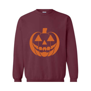 Halloween Sweatshirt, Pumpkin Face Crewneck, Funny Halloween crewneck, Jack O Lantern, Spooky Sweatshirt, Halloween Monster Sweater