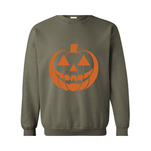 Halloween Sweatshirt, Pumpkin Face Crewneck, Funny Halloween crewneck, Jack O Lantern, Spooky Sweatshirt, Halloween Monster Sweater