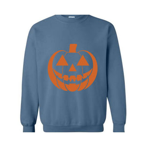 Halloween Sweatshirt, Pumpkin Face Crewneck, Funny Halloween crewneck, Jack O Lantern, Spooky Sweatshirt, Halloween Monster Sweater