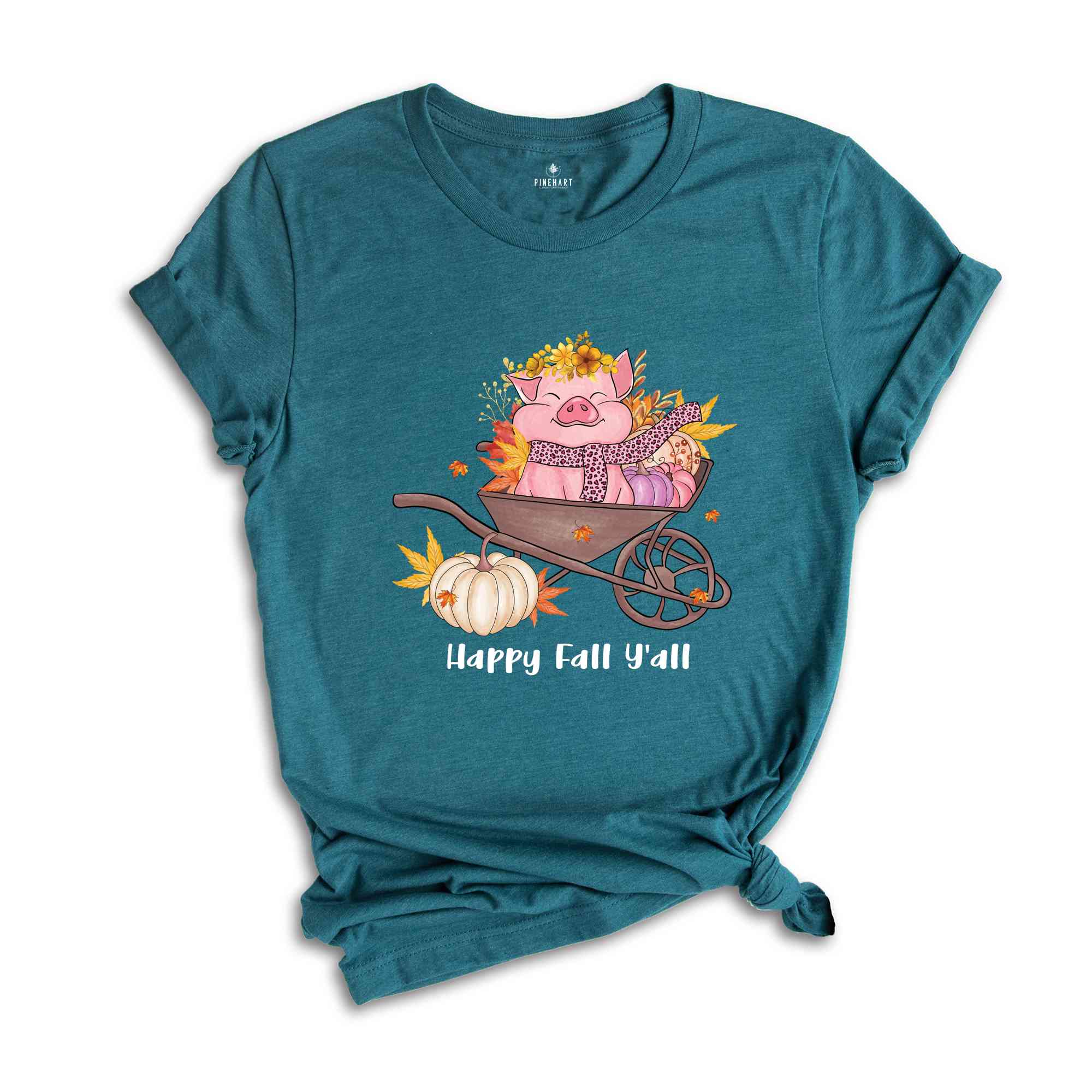 Happy Fall Y'all Shirt, Fall Season Shirt, Cute Pig Shirt, Hello Fall, Pumpkin Season Shirt, Fall Leaves Shirt