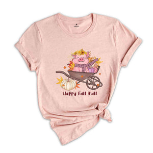 Happy Fall Y'all Shirt, Fall Season Shirt, Cute Pig Shirt, Hello Fall, Pumpkin Season Shirt, Fall Leaves Shirt