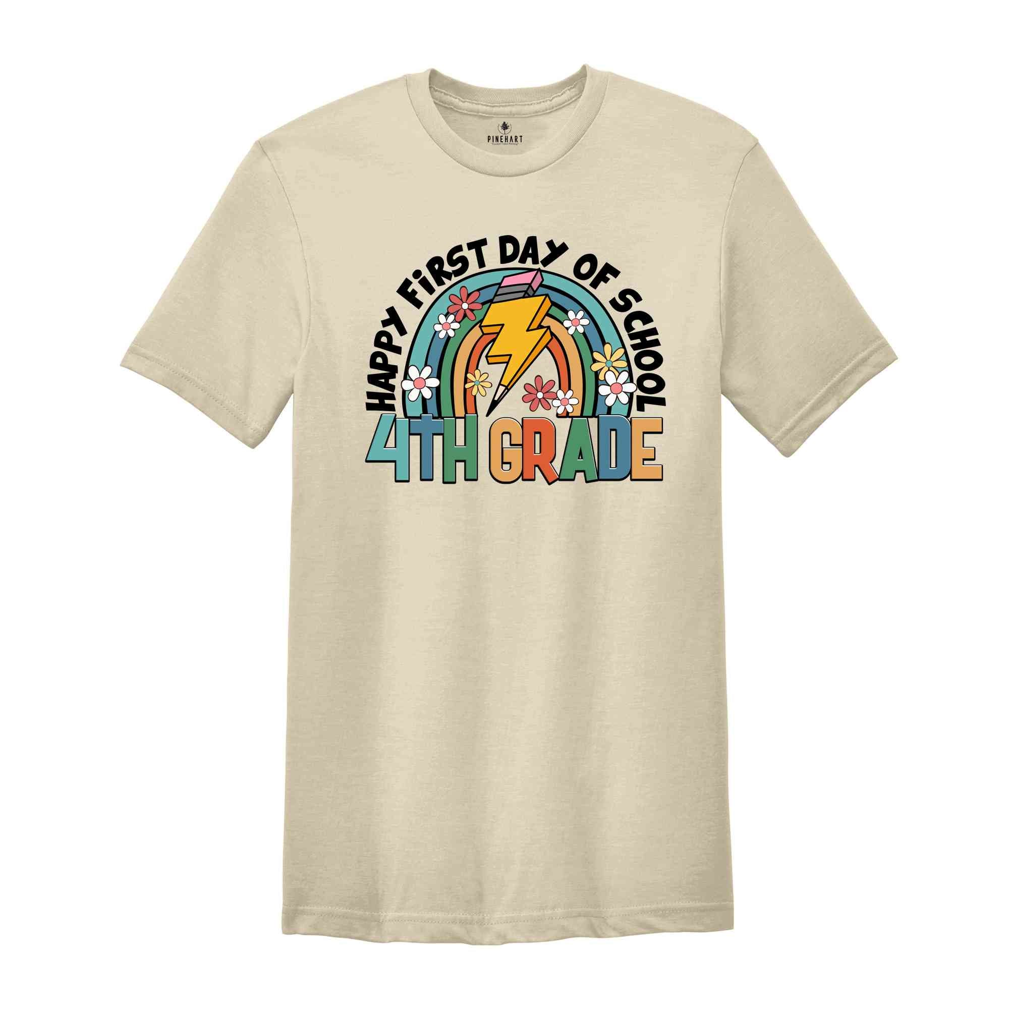 Happy First Day Of School Shirt, 4th Grade Shirt, 4th Grade Teacher, 4th Grade Gift, Back To School Shirt, Retro School Shirt, Teacher Gift