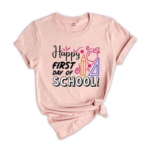 Happy First Day of School Teacher Shirt, Back to School Shirt for Teachers, Teacher Shirt Back to School Shirt Teacher Gift