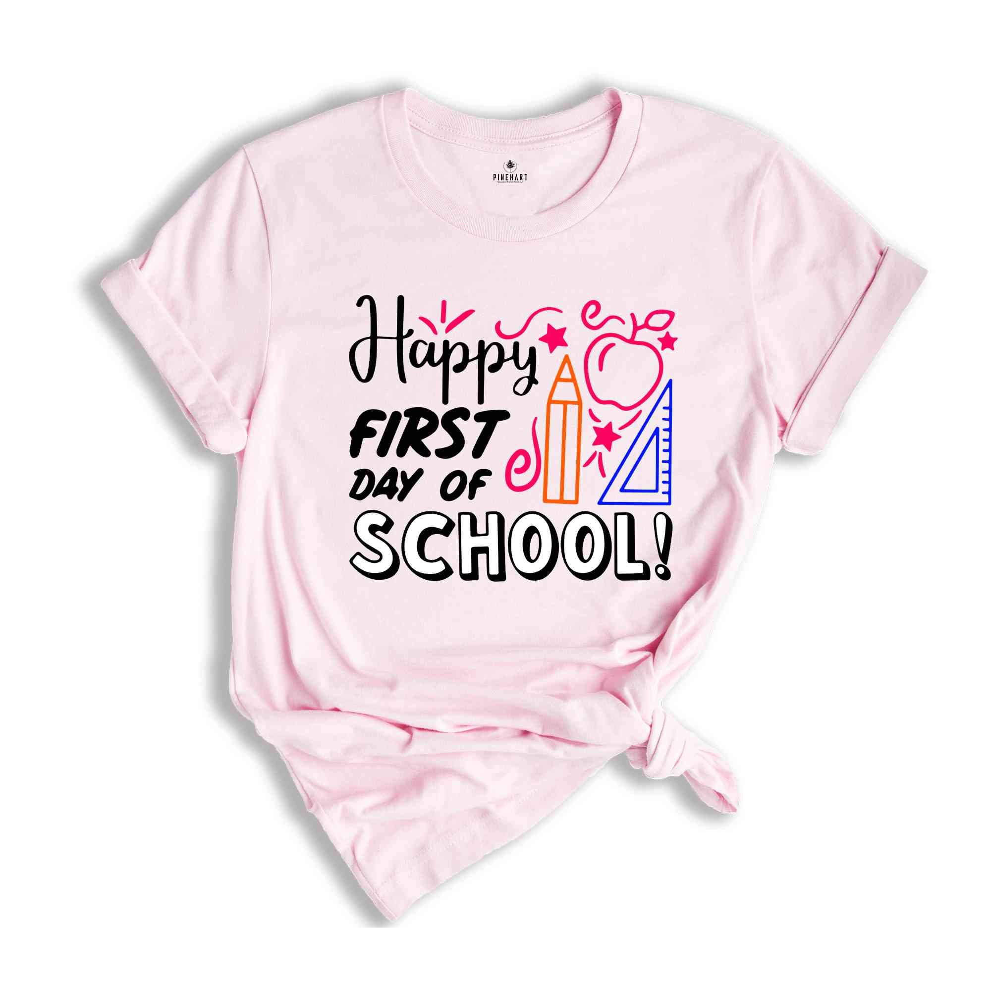 Happy First Day of School Teacher Shirt, Back to School Shirt for Teachers, Teacher Shirt Back to School Shirt Teacher Gift