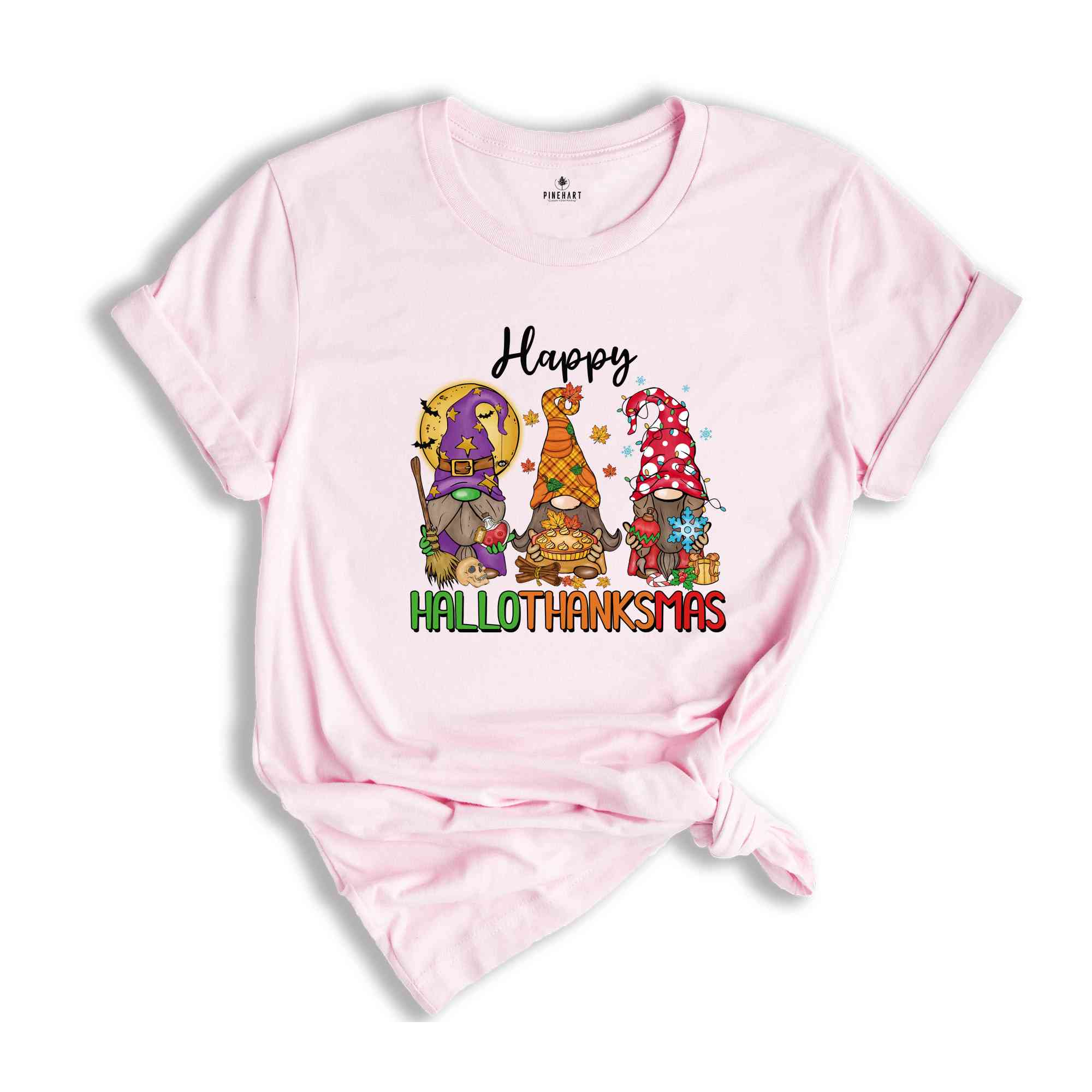 Happy Hallothanksmas Shirt, Gnomes T-Shirt, Thanksgiving Apparel, Christmas Gnomes Shirt, Halloween Gnome Shirt