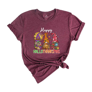 Happy Hallothanksmas Shirt, Gnomes T-Shirt, Thanksgiving Apparel, Christmas Gnomes Shirt, Halloween Gnome Shirt